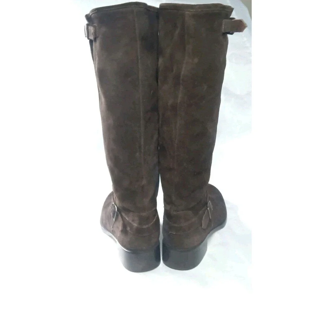 Saks fifth avenue Tall Suede Boots Womens Size 40.5 Brown Made in Italy